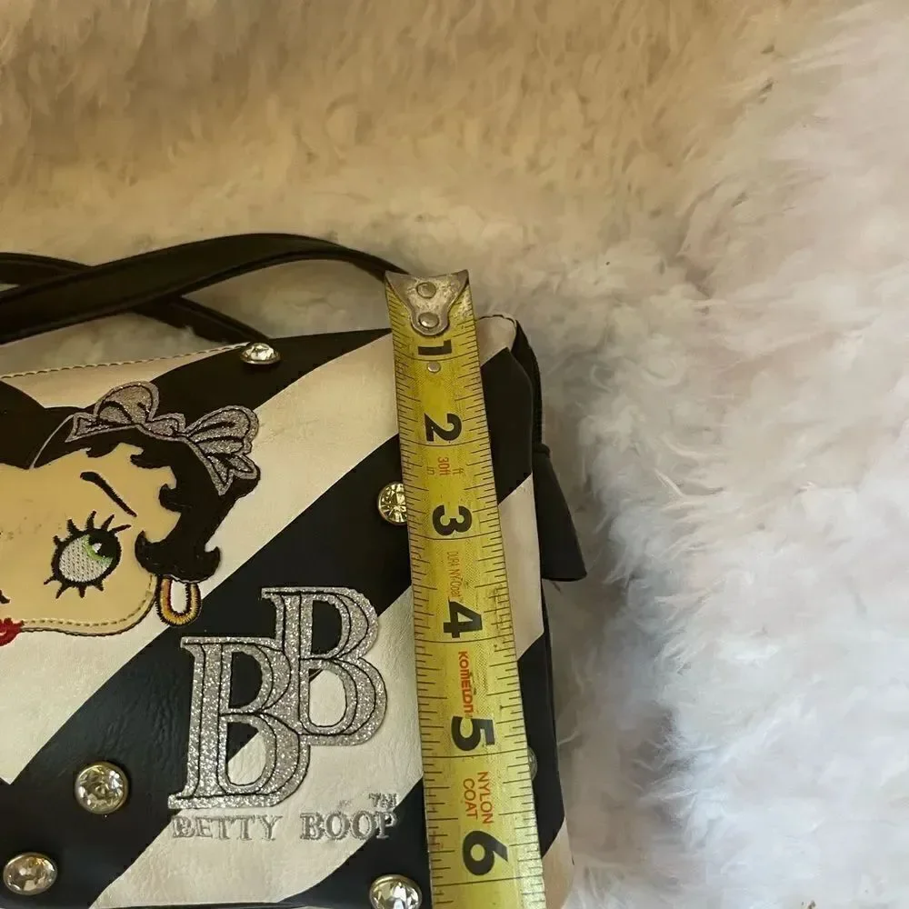Betty Boop black and white crossbody/shoulder bag with Rhinestones studs.